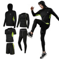 5 piece Mens Tights Gym Sport gym set Training Sportswear Fitness Wear clothing